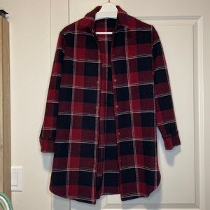 BB Dakota Red & Black Plaid Flannel Shirt Jacket XS (Runs Large)